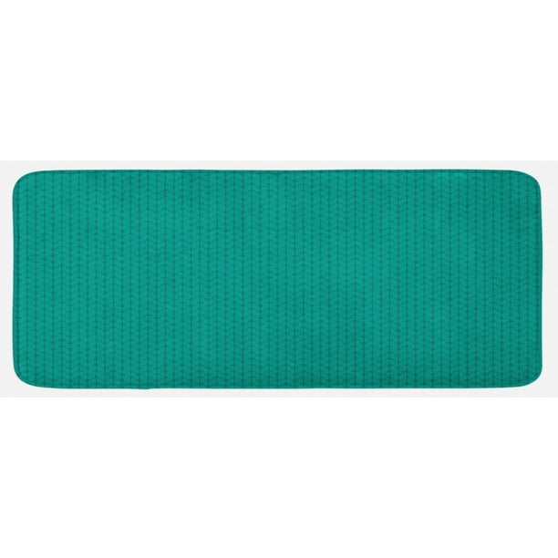 Teal Kitchen Mat, Knitting Inspired Pattern Sewing and Crafting Hobby