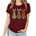 thumbnail image 3 of VBTAPA Happy Easter Shirts for Women Funny Egg Graphic Tees Short Sleeve Cute Rabbit Bunny T-shirt Lightweight Holiday Blouse Tops Lightning Sales Wine XL, 3 of 6