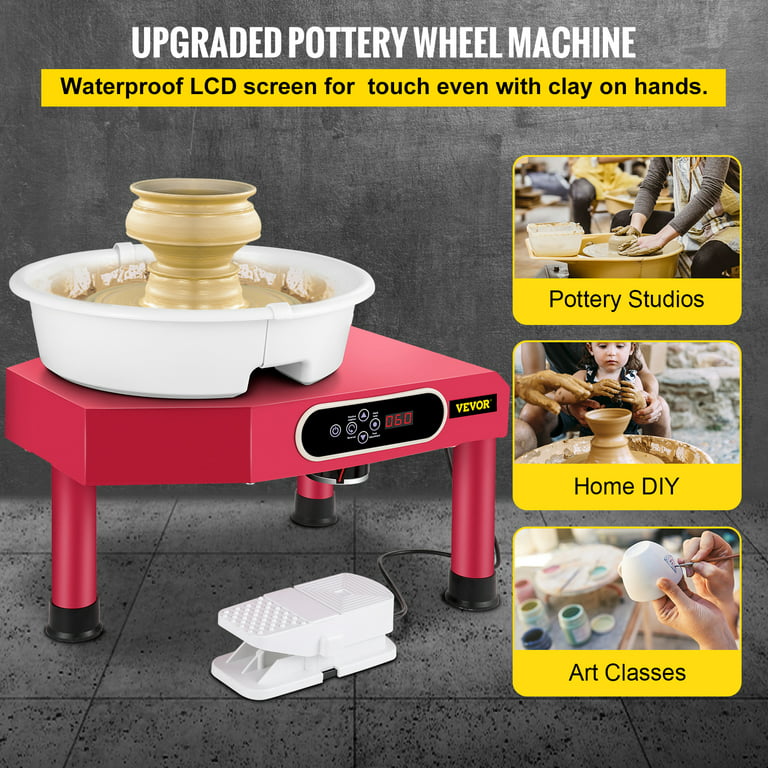 VEVOR Pottery Wheel, 14in Ceramic Wheel Forming Machine, 0-300RPM Speed  0-7.8in Lift Table Electric Clay Machine, Foot Pedal Detachable Basin  Sculpting Tool Accessory Kit for Work Home Art Craft DIY