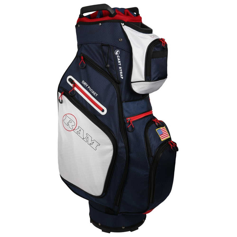 Ram Golf FX Deluxe Golf Cart Bag with 14 Way Dividers USA Flag