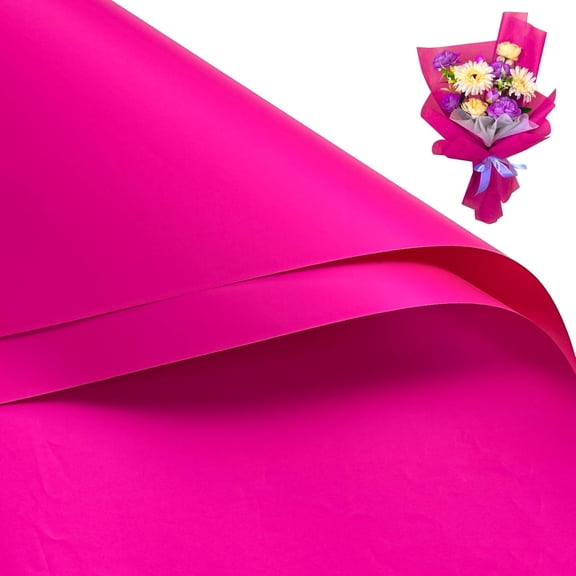 20 Sheets Flower Wrapping Paper - 22.4 x 22.4 inch Pure Hot Pink Water-Resistant Floral Bouquet Wrapping Paper, Florist Supplies Packaging for Wedding Birthday Gift DIY