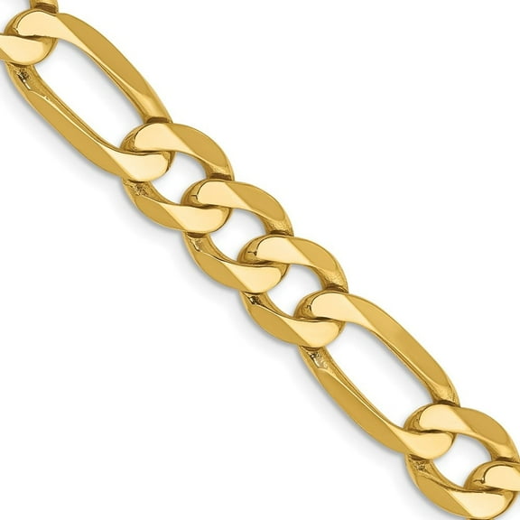 Auriga Fine Jewelry 10K Yellow Gold 7.5 mm Flat Figaro Chain Necklace for Women 20"