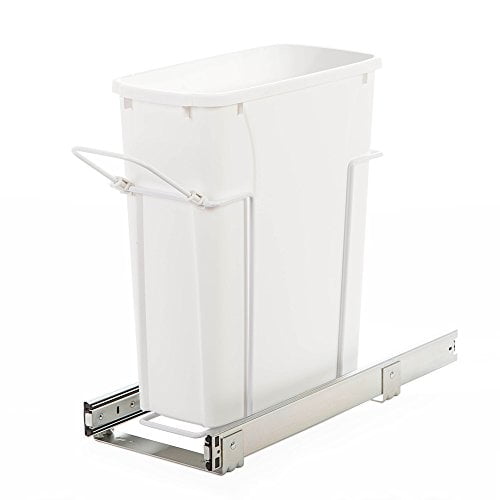 Knape & Vogt SBM9-1-20WH in-Cabinet Bottom Mount Pull Out Trash Can, 17.31 by 7.98 by 20