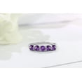 thumbnail image 4 of Gem Stone King Purple Amethyst 925 Sterling Silver Gemstone Birthstone Women's 5-Stone Ring (1.75 Ct Round Cut, Size 6.5), 4 of 4