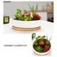 thumbnail image 4 of Maceta de cerámica redonda blanca con bandeja de bambú, maceta para plantas suculentas para decoración de mesa y escritorio, 4 of 8