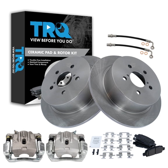 TRQ Rear Brake Pad and Rotor Set Ceramic Calipers Fits 2009 Subaru Legacy