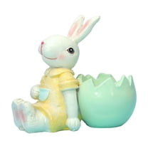 Jessee Easter Bunny Backrest Sculpture, Cute 10 Inch Bunny Statue In Yellow Clothes, Indoor Outdoor Decor For Garden Patio Tabletop, Easter Spring Holiday Gifts For Home Decor