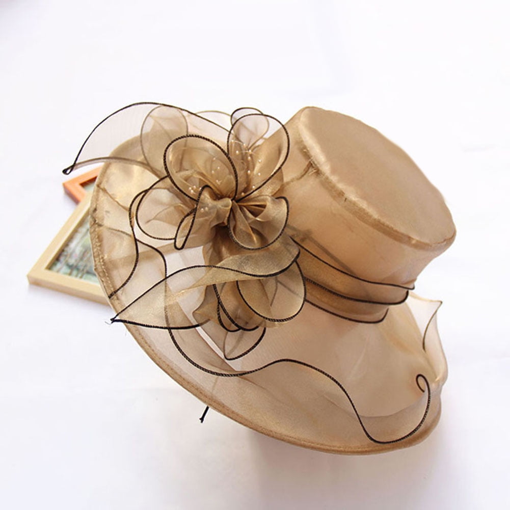 NEARTIME Holiday Beach Hat Ladies Bridal Tea Party Wedding Visor Seaside Sun Hat Summer Organza Church Fascinator Hat