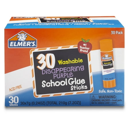 Elmer's Disappearing Purple Washable School Glue Sticks, 0.24 ounces, 30 count