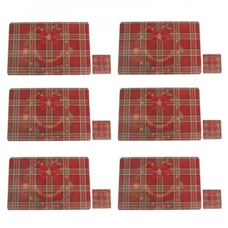 

Merotable Christmas Placemat 6pcs Table Place Mats Heat-Resistant with Snowflake