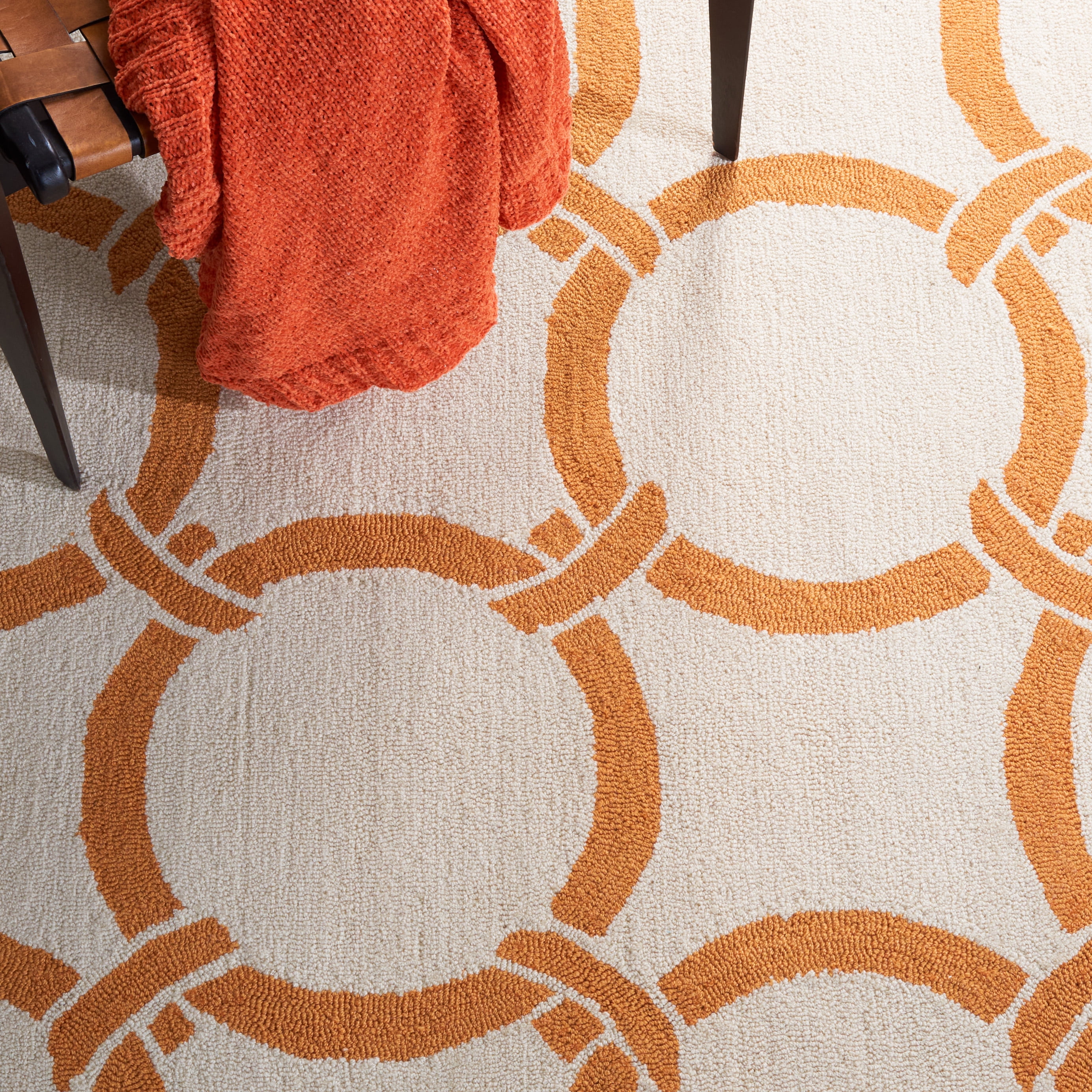 SAFAVIEH Four Seasons Soren Geometric Polyester Area Rug, Ivory/Brown, 8' x 10'