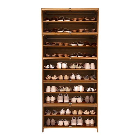 Vintoro 11 Tiers Shoe Storage Cabinet with Round Handles, Shoes Shelf Organizer with Magnetic Door Locks