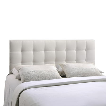 Modern Contemporary King Size Vinyl Headboard, White Faux Leather