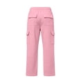 thumbnail image 3 of TIREOW Girls Cargo Sweatpants Solid Color Elastic Waist Wide Leg Cargo Sweat Pants Baggy Casual Cargo Pants with Multi-Pockets, 3 of 8