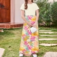 thumbnail image 6 of OGLCCG Girls Dress Short Sleeve Casual Holiday Modest Long Maxi Dress with Pockets Floral Printed Summer T-Shirt Dress for 4-14 Years, 6 of 6