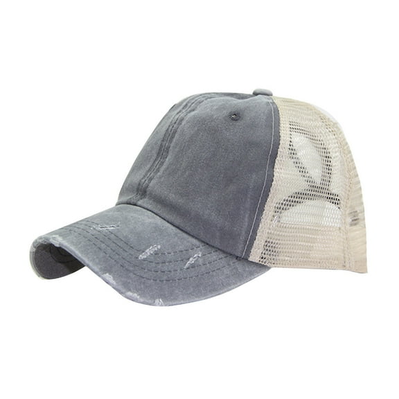 Women Ripped Anti UV Mesh Ponytail Hat Adjustable Breathable Sports Baseball Cap