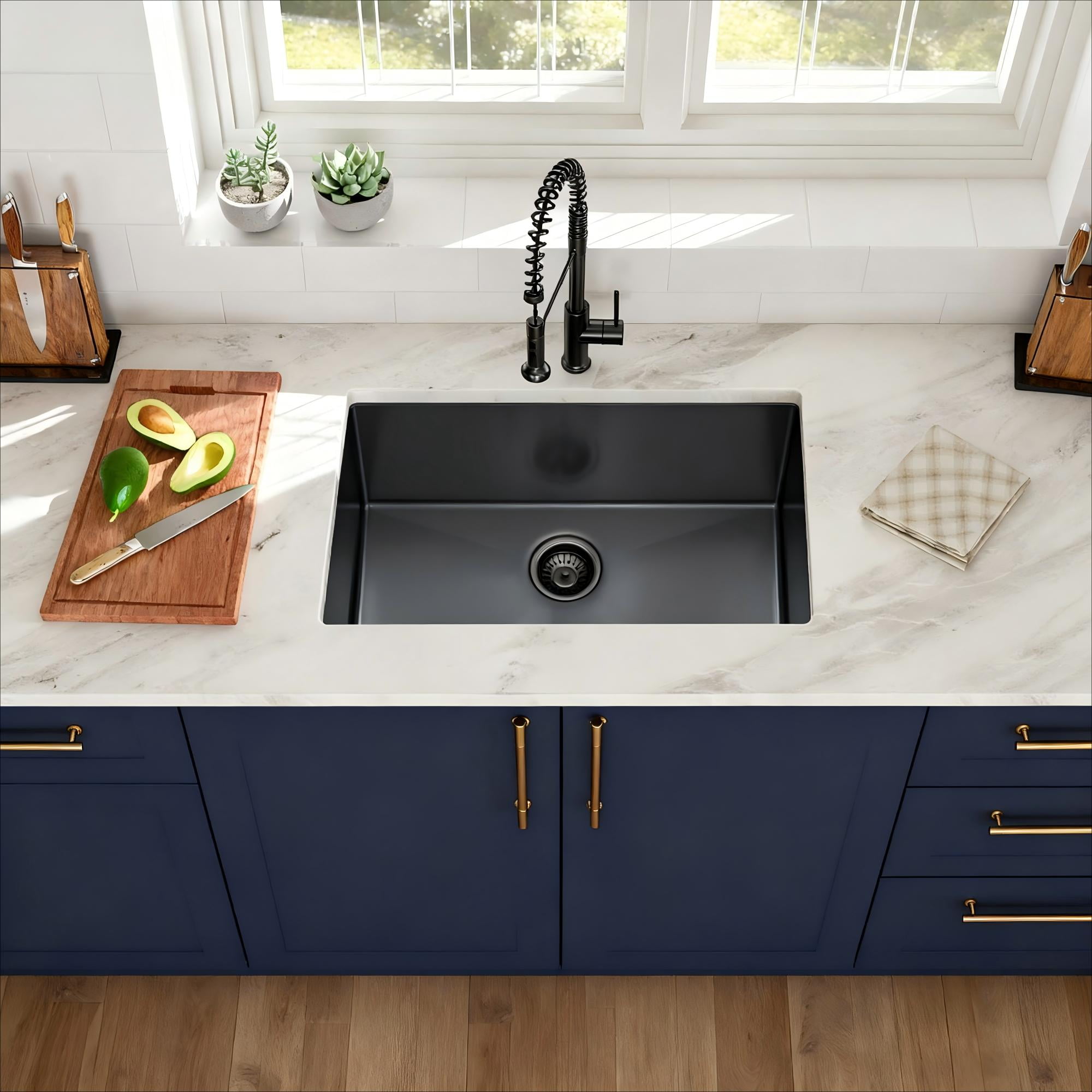 Acpouw 33"x19"x9" Gunmetal Black Undermount Kitchen Sink 16 Gauge Single Bowl with Drain Assembly