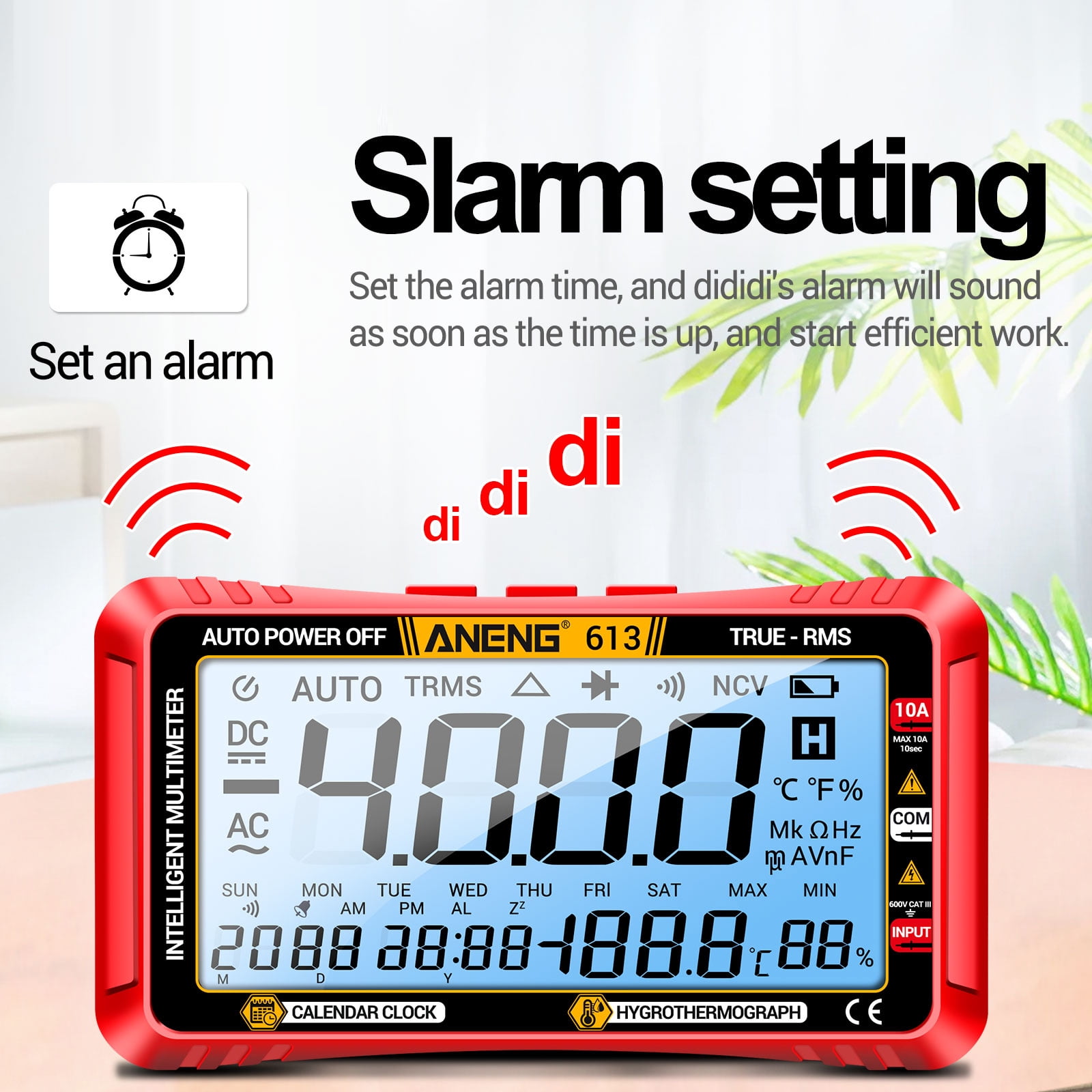 3 in 1 Smart Multimeter Perpetual Calendar Temperature Hygrometer 4000 Counts Digital AC/DC Curent Voltage Resistance Capacitor Tester Professional Test Tools