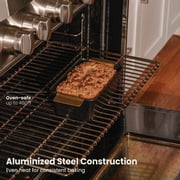 Thyme & Table Non-Stick Aluminized Steel Loaf Pan with Gold Stainless Steel Trivet, Black & Gold, 12.4 in x 5.75 in