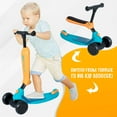 thumbnail image 6 of 2-in-1 Kick Scooters for Kids Ages 3-5, Lean to Steer Convertible Scooter, LED Light Wheels, Rear Brake, Wide Standing Board, Outdoor Activities for Boys/Girls (Orange with Blue), 6 of 8