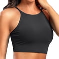 thumbnail image 1 of Women's Plus Size Swim Top Solid Color Adjustable Straps Removable Pads Racerback Tankini Top Summer Beach Pool Bathing Suit Black, 1 of 5