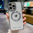 thumbnail image 3 of for iPhone 13 Pro Max Case Magnetic Glitter [ Compatible with MagSafe ], Bling Love Heart Clear Phone Case, Camera Protection Sparkly Plating Slim Soft Back Cover for Women Girls - Silver, 3 of 10
