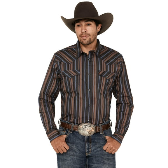 Cody James Men's Finals Day Striped Long Sleeve Western Snap Shirt Navy XX-