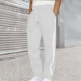 thumbnail image 2 of Casual Lined Pants, Winter Thermal Trousers, Straight Loose Fit, Comfortable Athletic Wear, Solid Drawstring Waist, Plain Comfy Trousers for Fall & Winter, 2 of 6