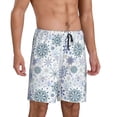 thumbnail image 2 of Balery Retro ice blue snowflakes Pantalones cortos de pijama de punto de algodón para hombre con cinturilla y bolsillos-Small, 2 of 6