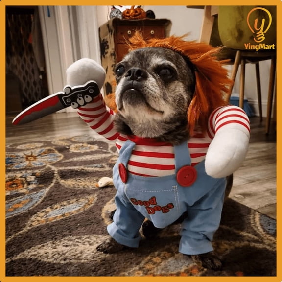 Outfit Set Medium Large Bulldog Pug Funny Cute Scary Halloween YingMart Dog Costume Cosplay (Red, S)