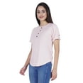 thumbnail image 3 of Inkmeso Solid Roll-Up Sleeve Tops For Women Round Hem Tshirt Summer Everyday Tee, 3 of 7