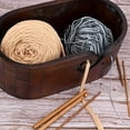 thumbnail image 3 of Acacia Wooden Yarn Bowl Kit with 12 Crochet Hooks, Large Capacity Yarn Storage Basket, Dark Brown Handmade Crochet Bowl Organizer for Crocheters, Craft Storage Supplies, Yarn Holder for Knitting, Mot, 3 of 11