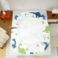 thumbnail image 5 of Manfei Blue Green Dino Bed Sheets for Kids Boys, Cartoon Dinosaur King Sheets, Cute Wildlife Sheet Set, Ultra Soft Home Decor 4-Piece, 5 of 7