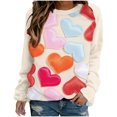thumbnail image 1 of VALMASS Chandails en Molleton Col Rond pour Femmes Saint-Valentin Imprimé Floral Manches Longues Mode Décontractée Blouses Sans Capuche (TG, Beige-C), 1 of 3