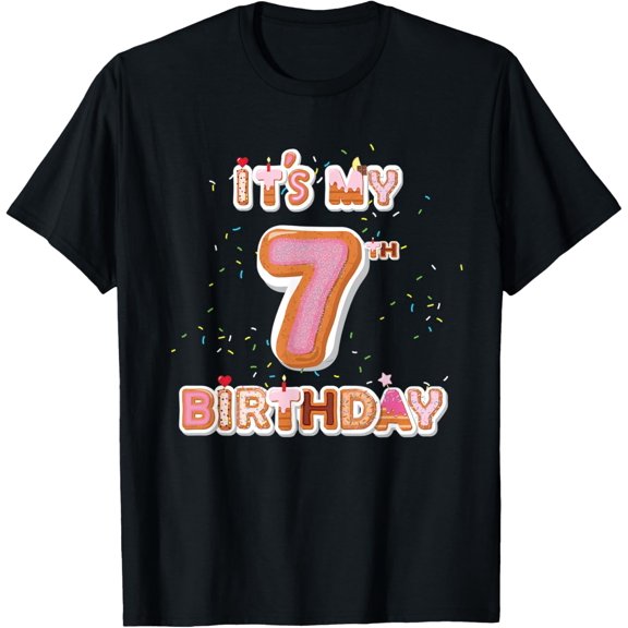 It's My 7th Birthday Donut - 7 Years Old B-day Donut Girl T-Shirt