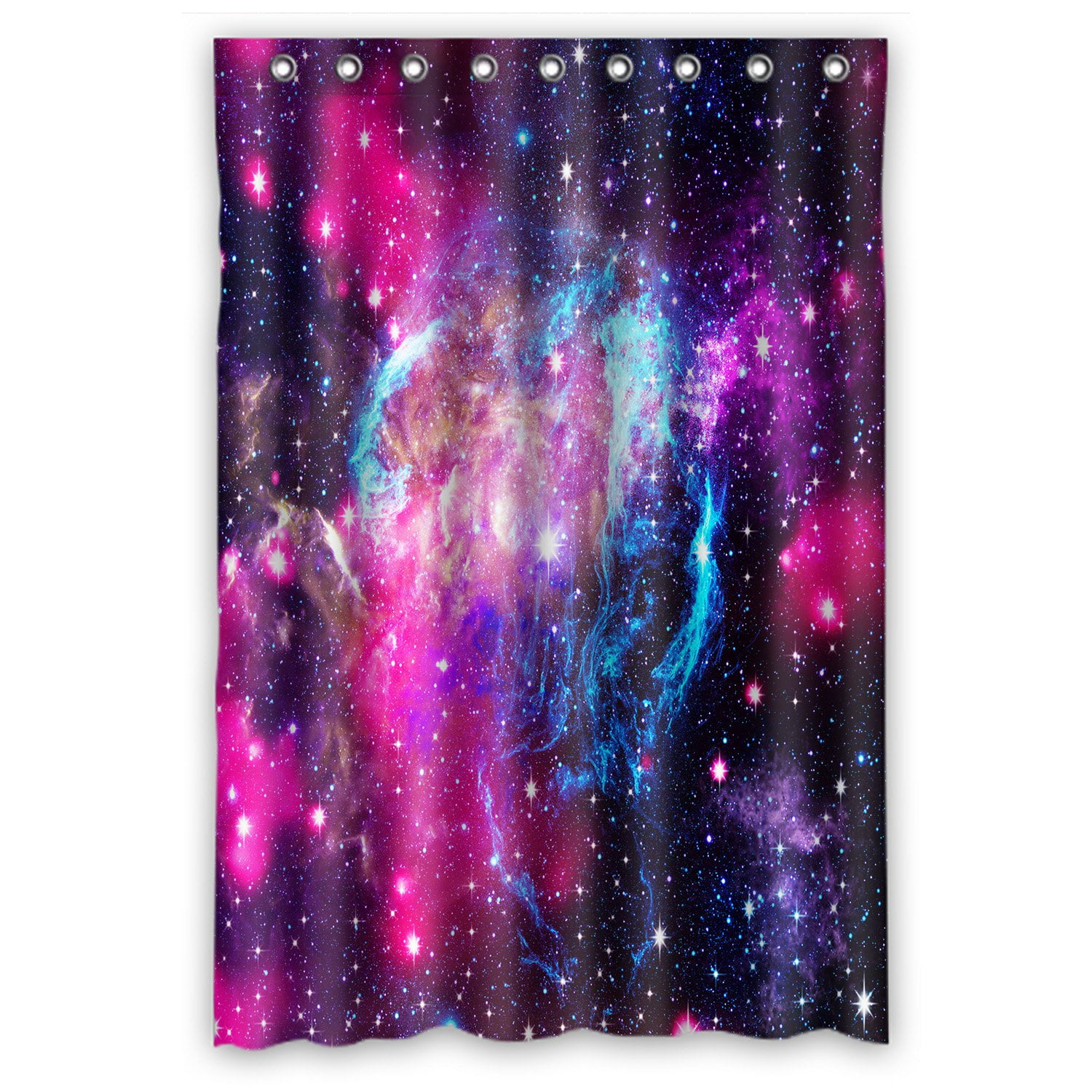 Galaxy Nebula Cat Shower Curtain Bathroom Waterproof Fabric & 12hooks 71*71inch 