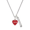 thumbnail image 1 of Delight Jewelry Acrylic Red "Too Cute / Cutie" Heart Silvertone Courage Strength Wisdom Honesty Bar Charm Necklace, 23", 1 of 4