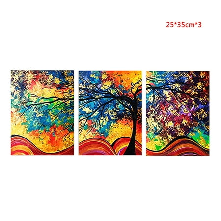 3 Panels Colored Money Trees oil painting; 3 Spray Oil Paintings Wall ...