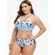 thumbnail image 3 of Más el tamaño de la impresión floral del enrejado del bikini Set Rosegal Camisetas sin mangas de talla grande, 3 of 5