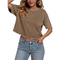 thumbnail image 5 of Sundazz Cropped T shirts for Women Oversized Vintage Cotton Tee Short Sleeve Summer Tops Casual Shirts, 5 of 8