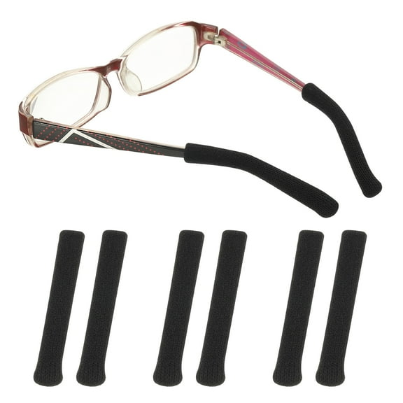 Uxcell Glasses Ear Cushion 2.17" 3 Pairs Soft Ear Grippers Knitting Cotton Glasses Non-Slip Comfortable Elastic Eyeglasses Arm Cushions Temple Tips, Black