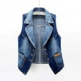 thumbnail image 2 of Ovticza Women's Denim Vest Jean Vest Casual Sleeveless Jacket With Pockets Button Down Cropped Denim Jacket Blue XL, 2 of 5