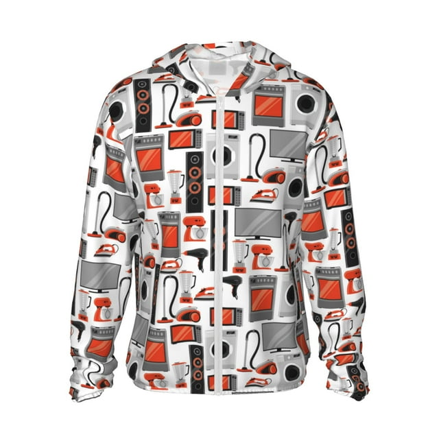 Lsque Modern Life Pattern UPF 50+ Lightweight Sun Protection Men's Women's Long Sleeve Shirt, Hoodie Performance -X-Large