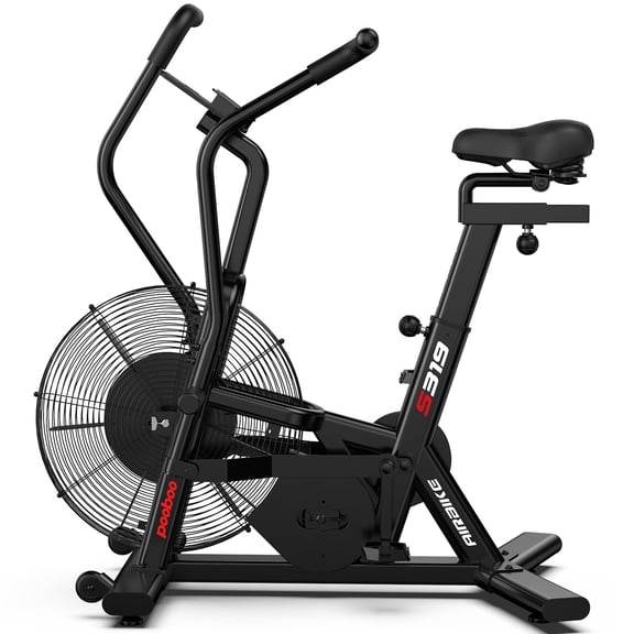 LNOW Commercial Cross-Training Exercise Bike Air Resistance Bluetooth Fan Bike with Dual Acction Handlebars