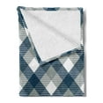 thumbnail image 2 of Navy Soft Flannel Fleece Blanket, Abstract Checkered Tartan Geometric Classic Squares with Scottish Effects, Cozy Plush for Indoor and Outdoor Use, 50" x 70", Dimgrey White Dark Blue, by Ambesonne, 2 of 5