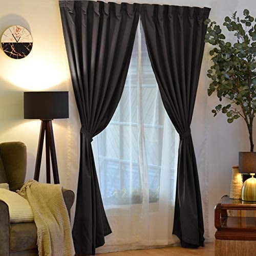 BÉLA Juego de 2 Cortinas Gala Doble Tela + 2 Velos Gris 2m alto x 2.80m ancho Béla Gala
