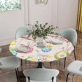 thumbnail image 2 of Easter Eggs Fitted Tablecloth with Elastic Edged, Round Table Cloth for Dining Table, Spring Watercolor Bunny Flower on Linen Waterproof Oil Proof Table Cover for Indoor Outdoor 36"-44", 2 of 8
