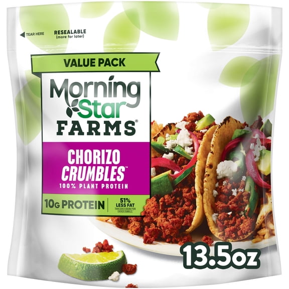 MorningStar Farms Meal Starters Chorizo Plant Based Crumbles, Vegan Meat, 13.5 oz Bag