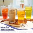 thumbnail image 2 of Vaso de vidrio de 20 onzas con tapa y popote, 4 vasos grandes de vidrio acanalado, tazas reutilizables de café helado para agua, té, café, jugo, yogur y agua de soda, 2 of 4