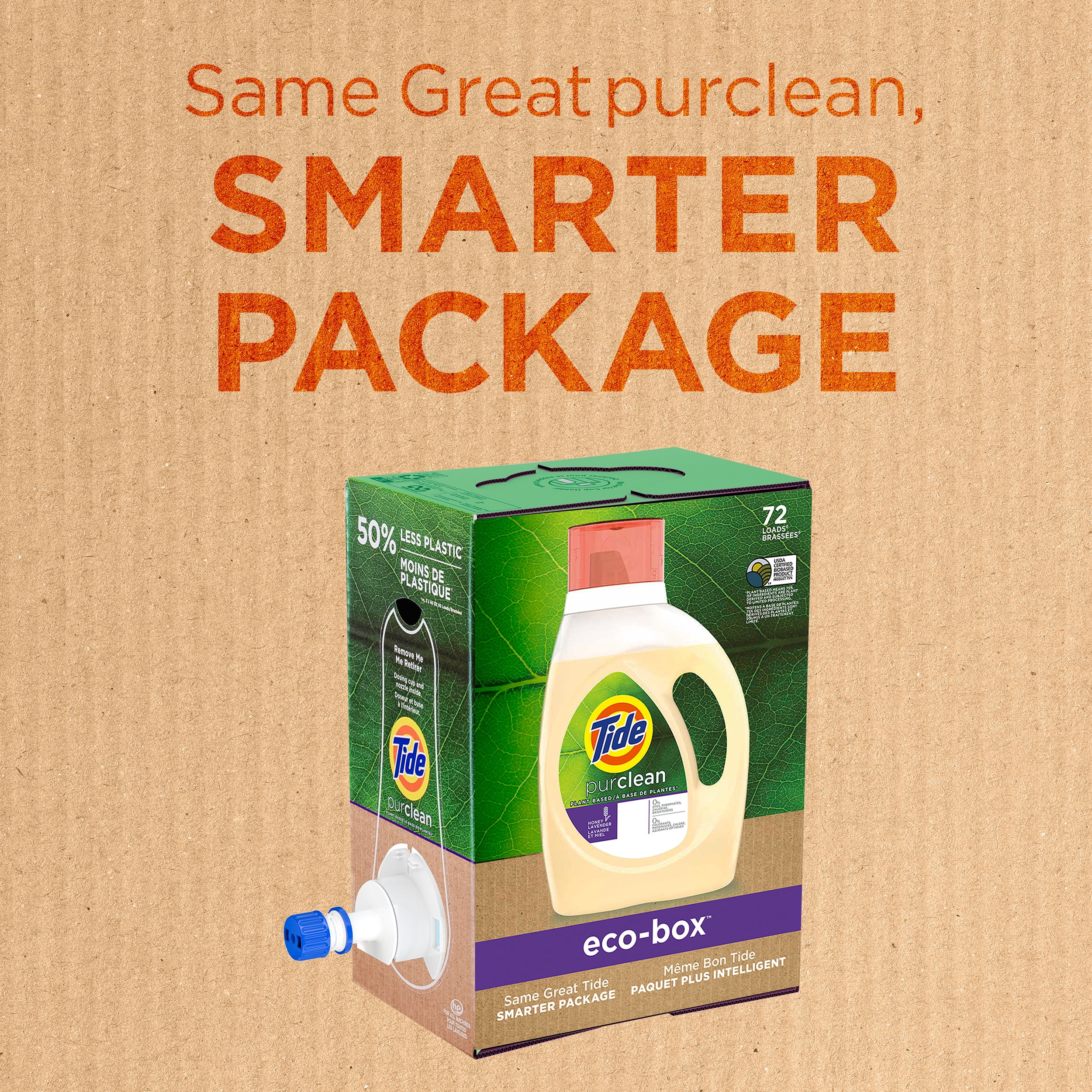 Tide Purclean Eco-box HE, 72 Loads Plant-based Liquid Laundry Detergent,  105 fl oz 